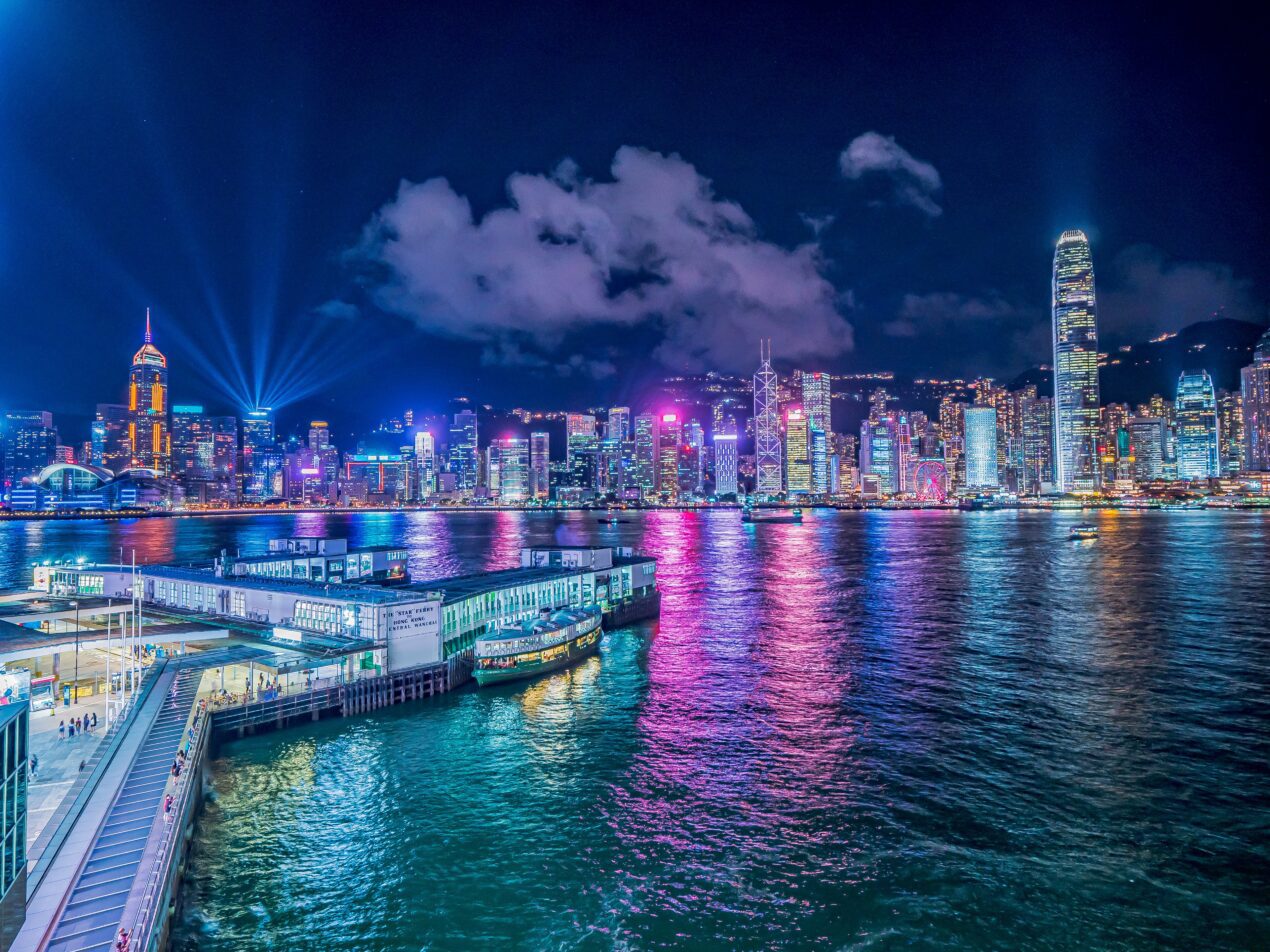 Hong Kong Island skyline at night