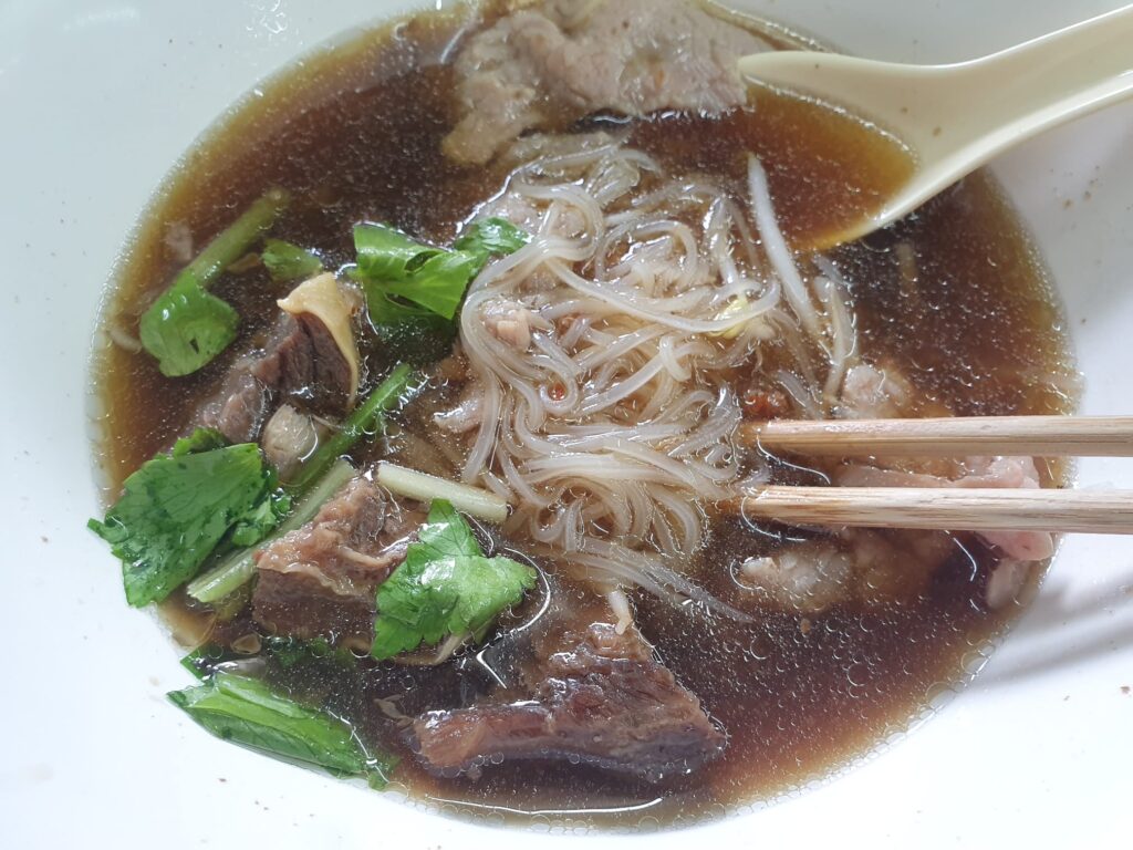 Wattana Panich beef noodle soup noodle close-up