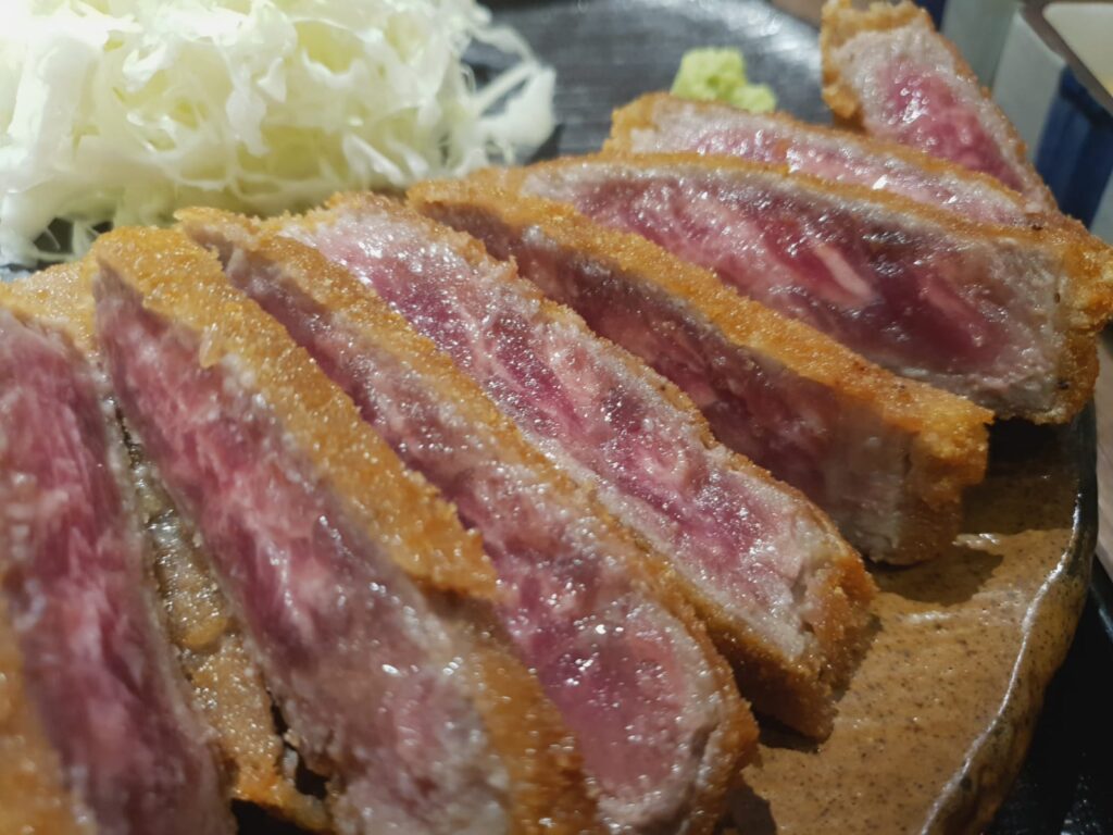 rare beef at Gyukatsu Motomura