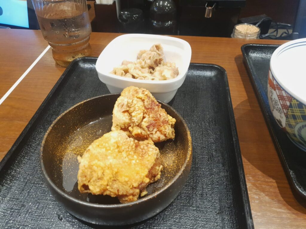 Yoshinoya karaage and beef