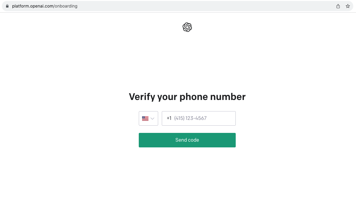 Verify phone number ChatGPT onboarding
