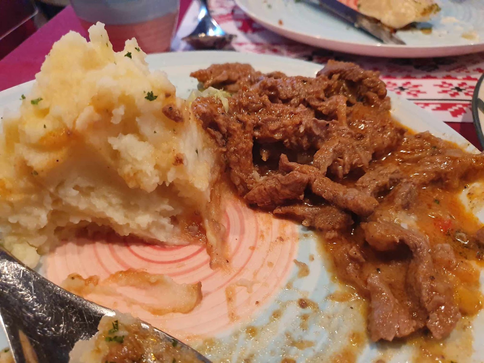 beef stroganoff with mashed potatoes at Ivan the Kozak