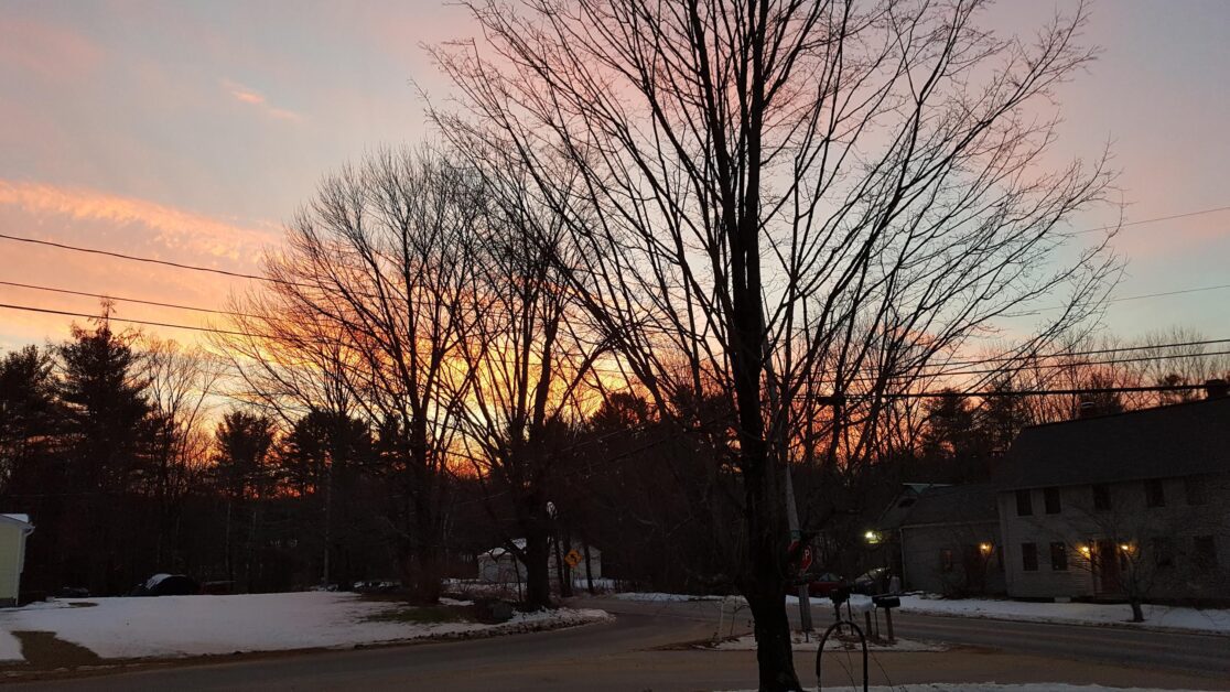 New Hampshire winter sunset