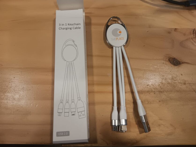 three-in-one keychain charging cable