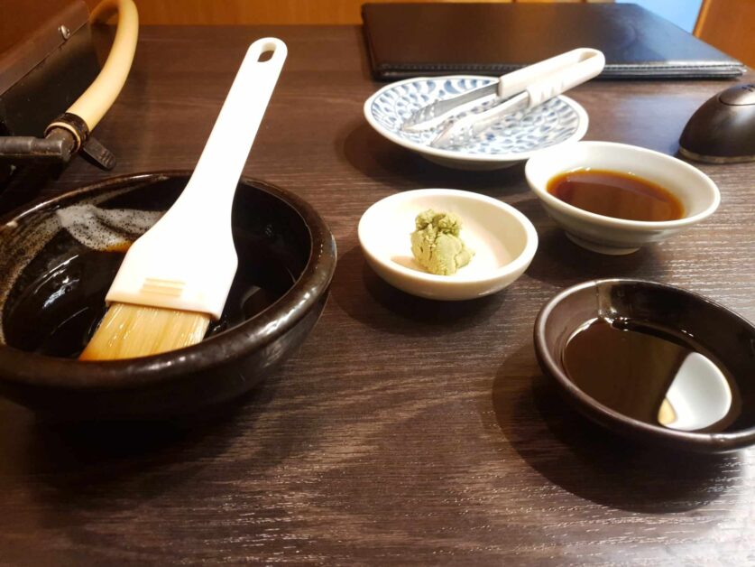 ponzu, soy sauce, and wasabi for fugu