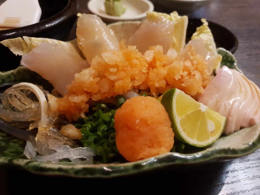fugu sashimi at Ike-fugu Torafuguya