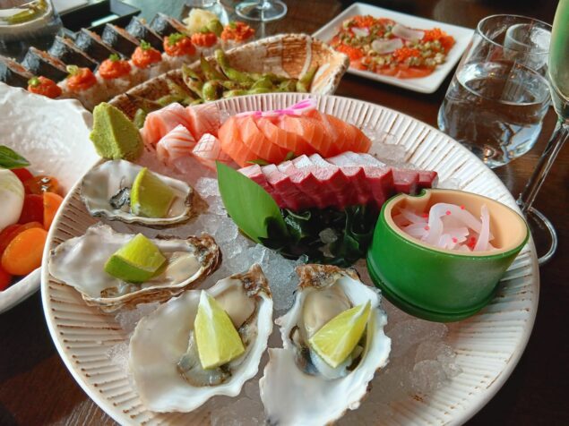 oysters and sashimi at Aqua
