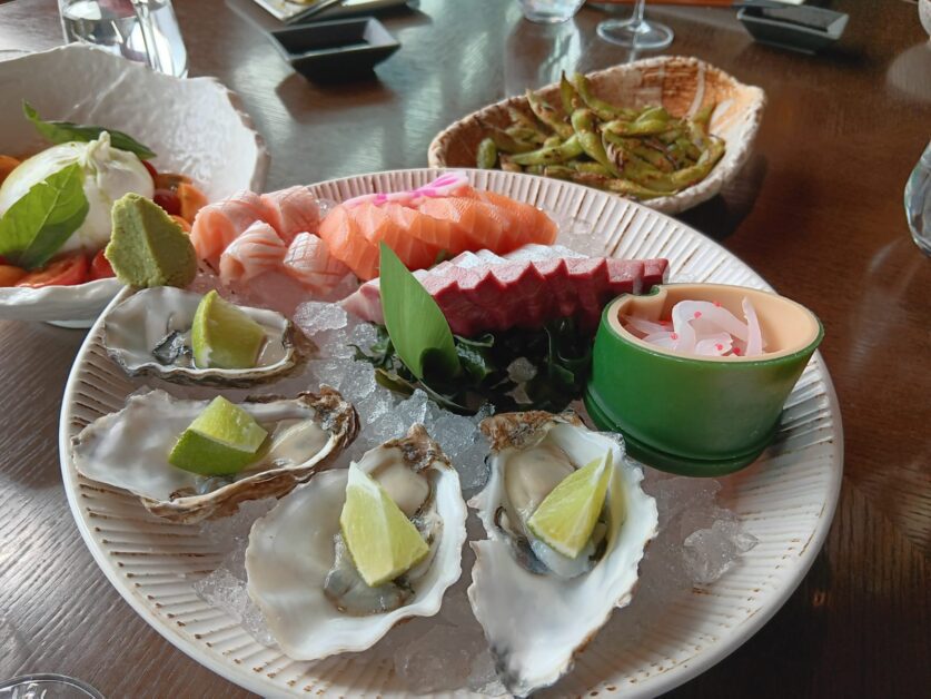 sashimi and oysters at Aqua