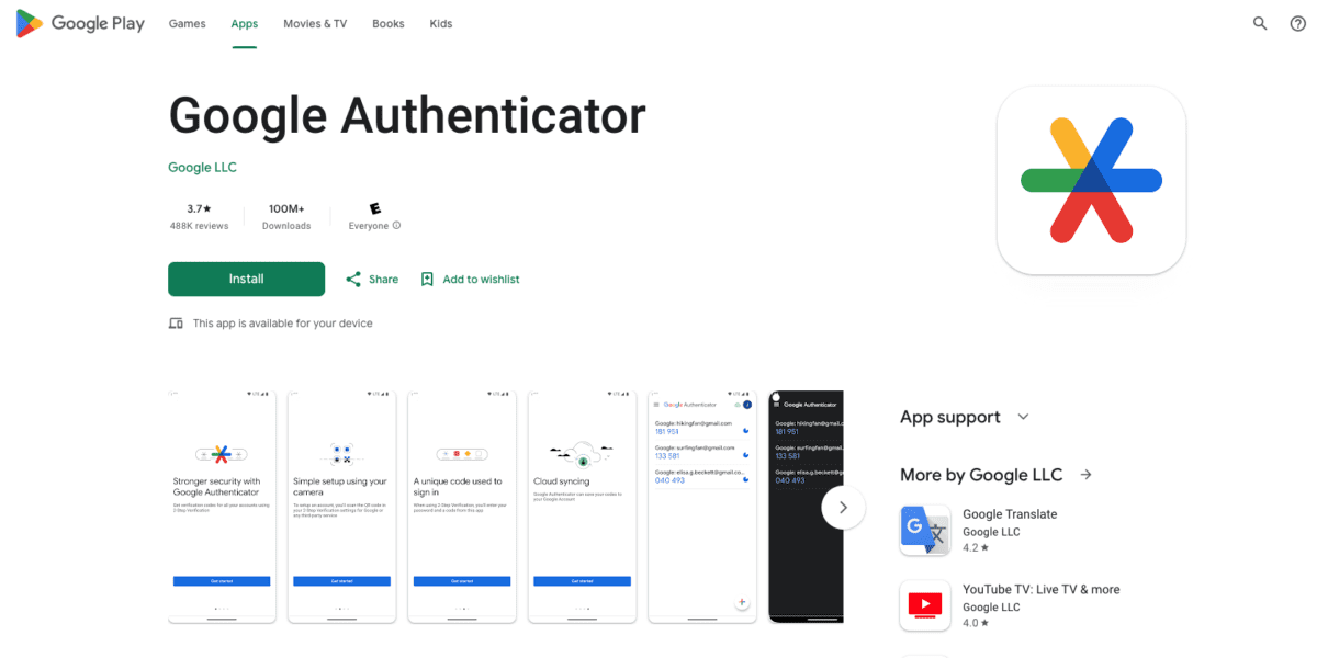 Google Authenticator on Google Play