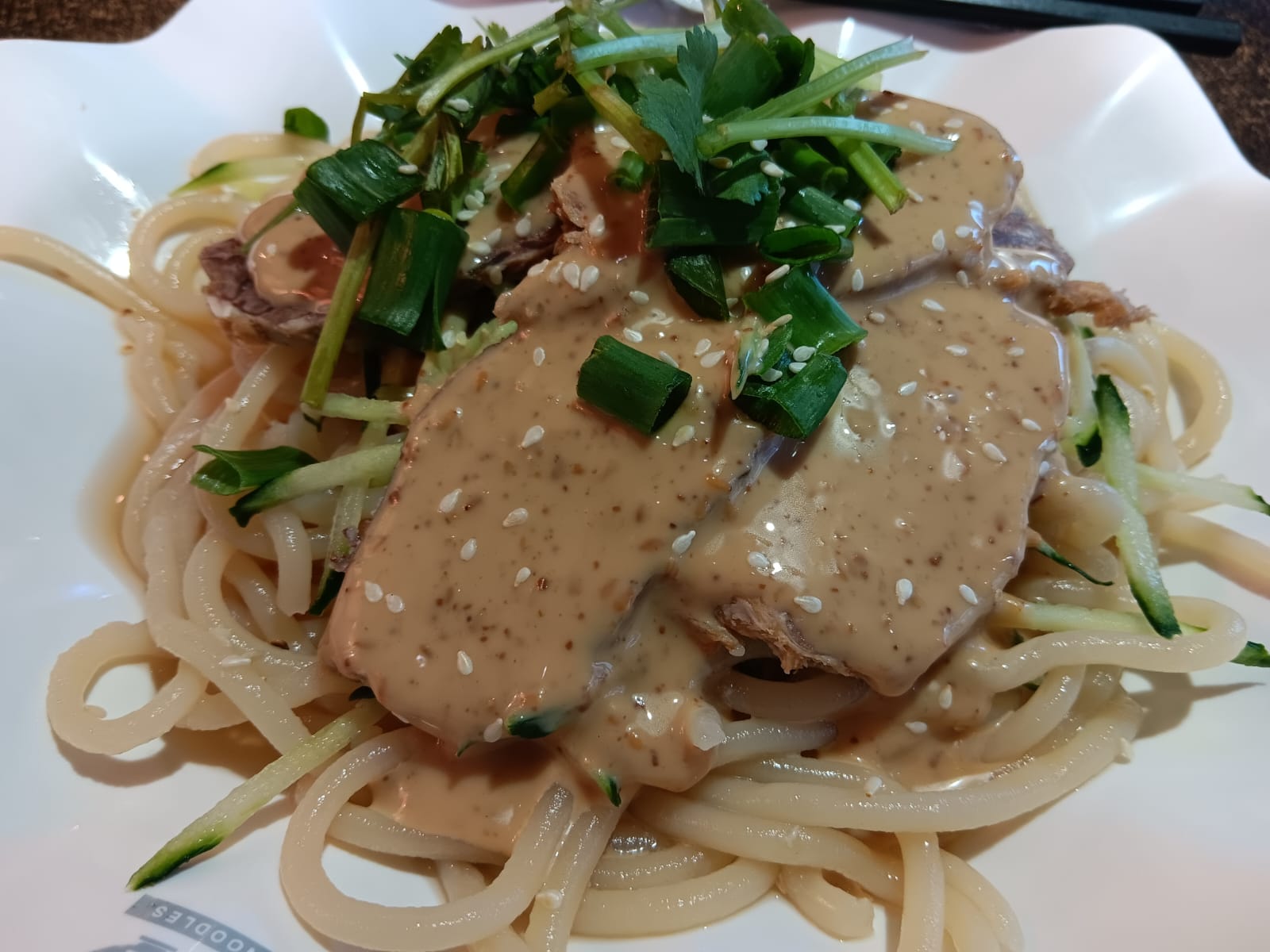 cold sesame noodles with beef shank at YKY Home Noodles