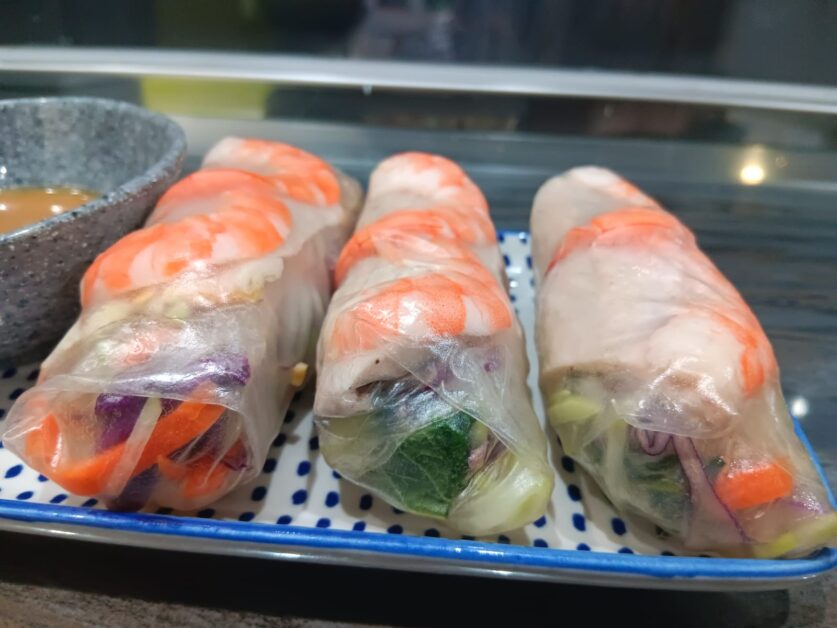 Soho Banh Mi inside of pork and prawn summer rolls