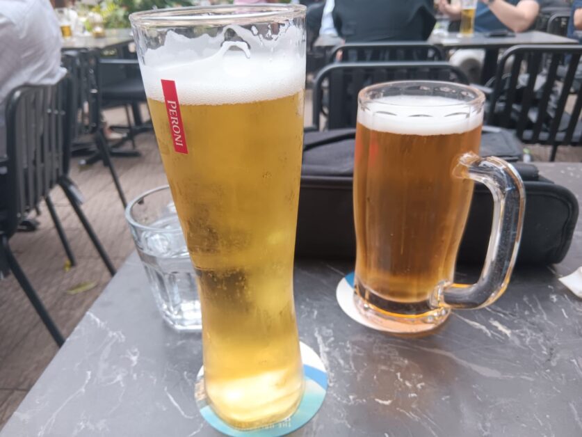 Peroni and Orion draft beers 