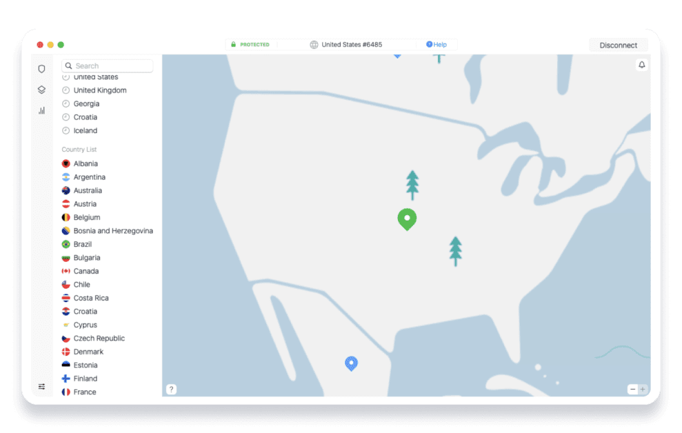 NordVPN Desktop America connection