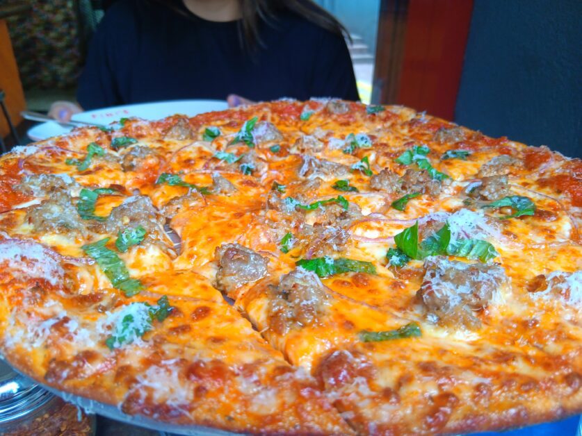 Fini's New Haven-style Homemade Sausage pizza