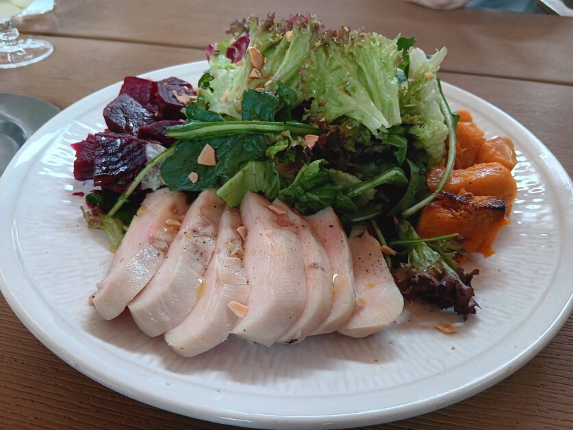 Hygge chicken, pumpkin, and beetroot salad