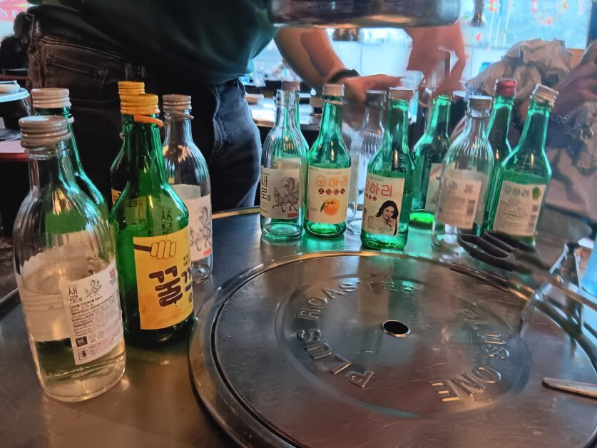 soju bottles at Mr. Korea