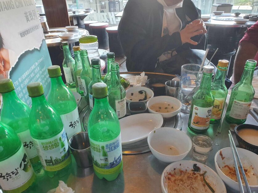 soju and makgeolli at Mr. Korea