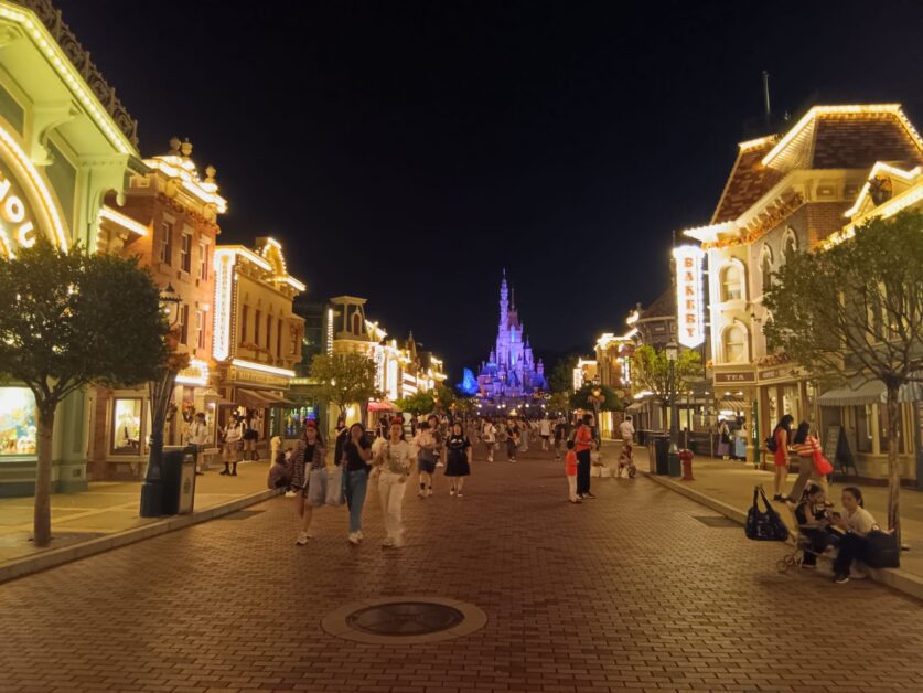 Hong Kong Disneyland Main Street and Castle at night