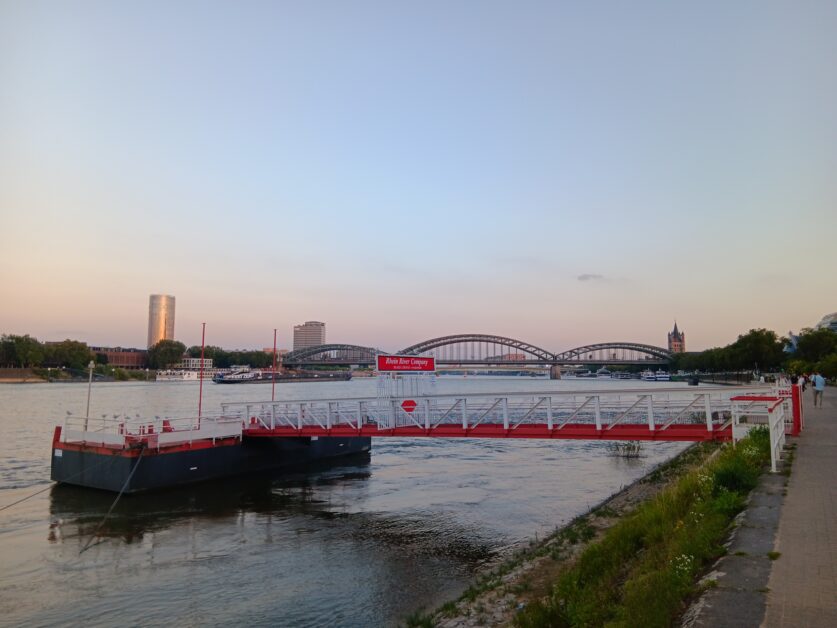 Rhine River run at sunset