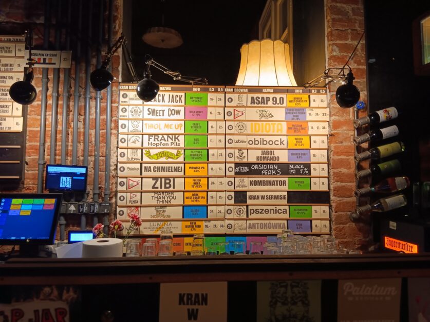 The craft beer list at Kufle i Kapsle