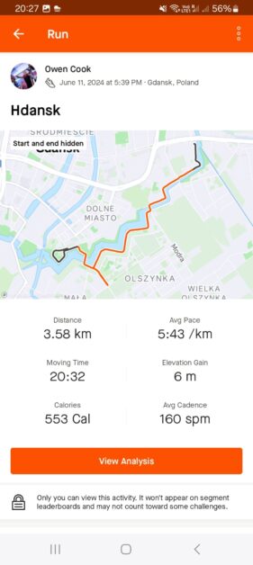 Opływ Motławy Strava map run