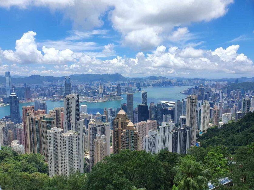 view of Hong Kong skyline from Victoria Peak