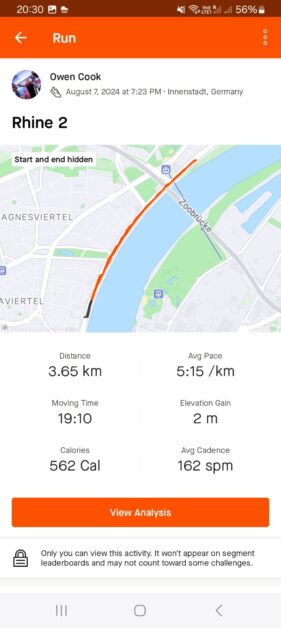 Rhine River Strava map run