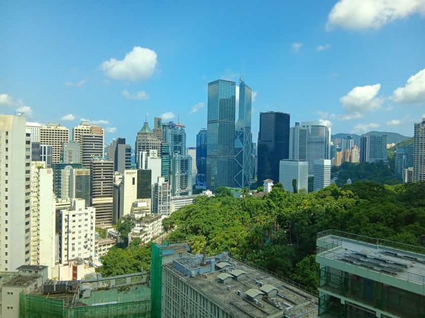 view of Hong Kong skyline from Bishop Lei 