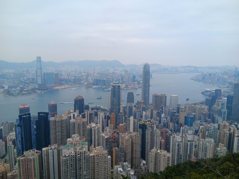 view of Hong Kong Island and Kowloon from The Peak