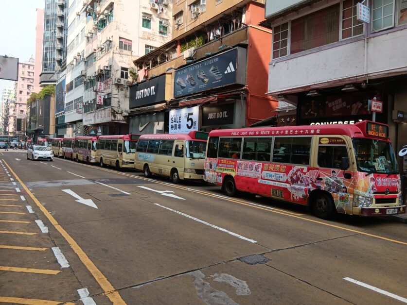 red minibuses in Kowloon