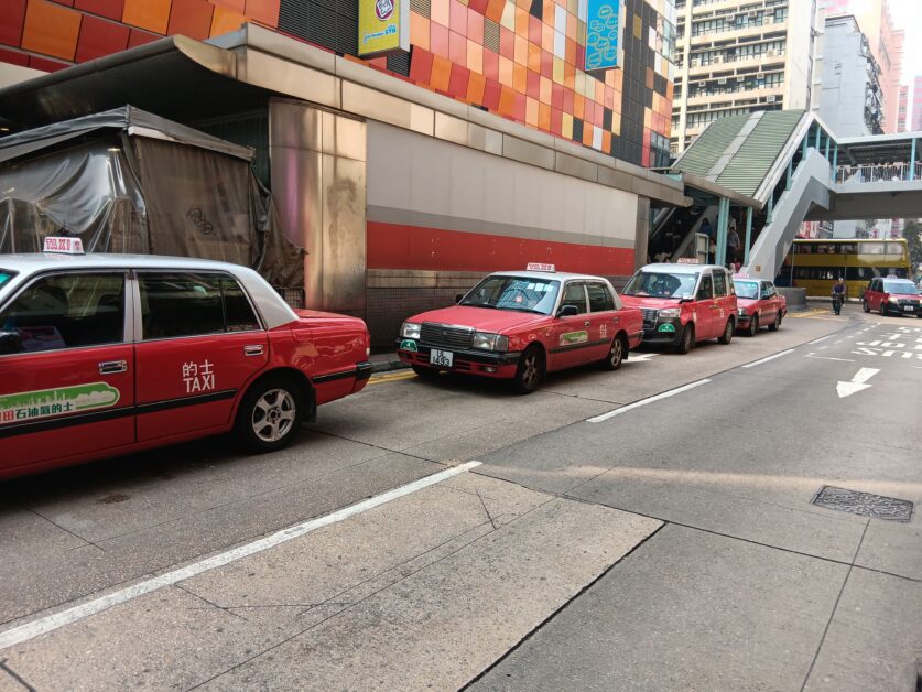 red taxis in Mong Kok