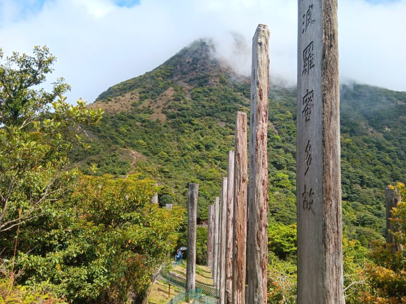 wood columns at base of Lantau Peak