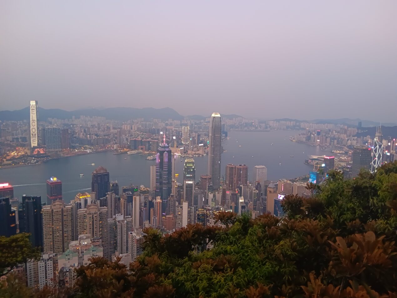 Hong Kong Island skyline at sunset